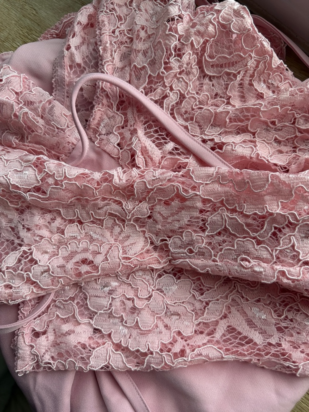 Pink Lace Sleeve Halter Mini Dress - Picture 4 of 5